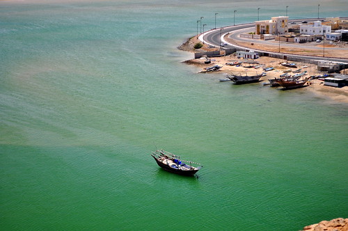 blue sea colour green water clouds march town scenery view scenic lagoon coastal sur oman dhow 2014 charlottehbest