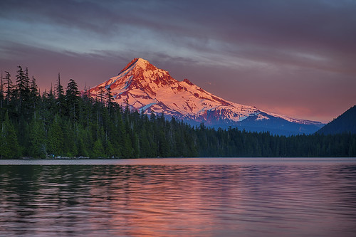 sunset lake color oregon peak mthood lostlake cascaderange