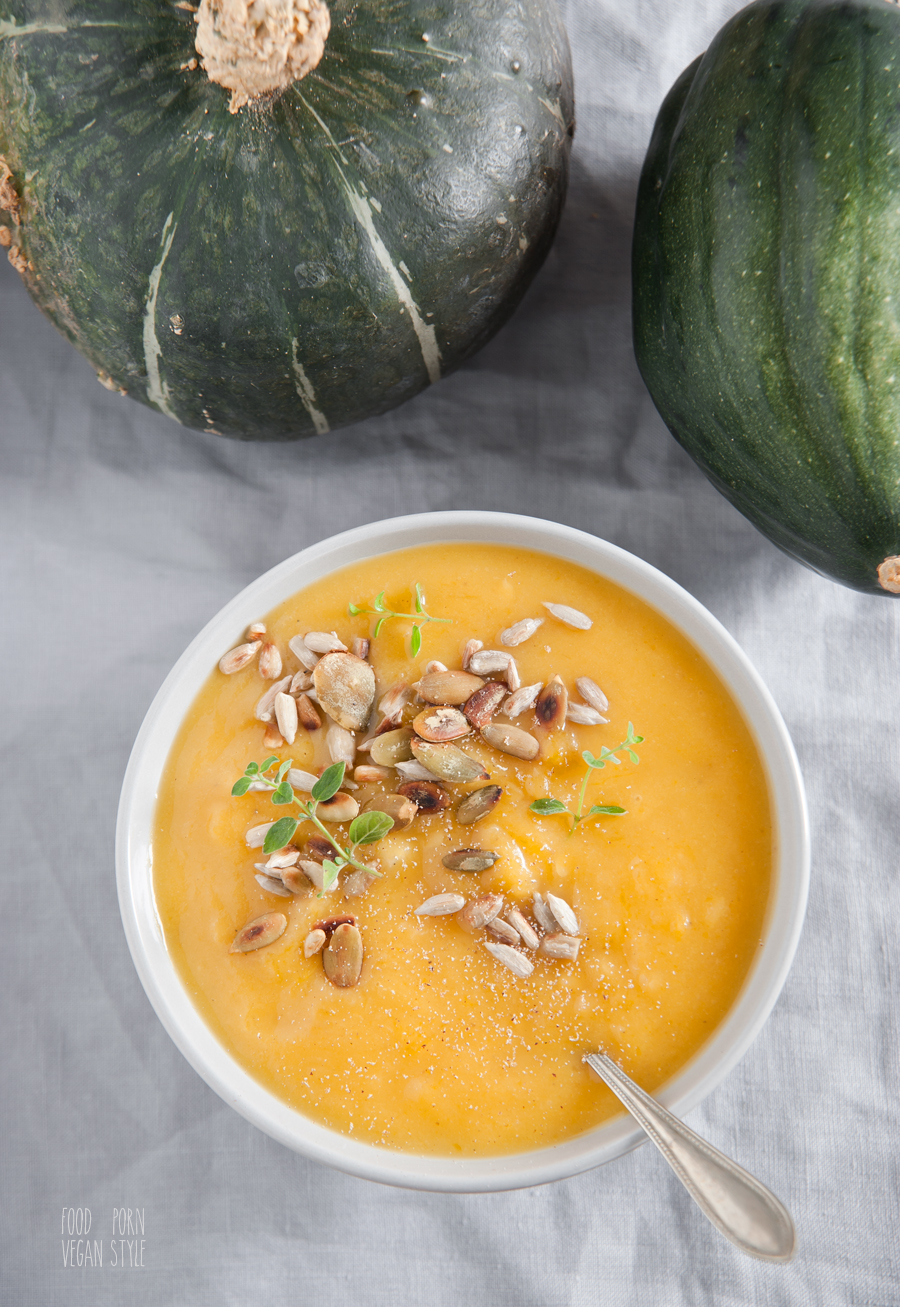 Fall pumpkin soup with red lentils and ginger