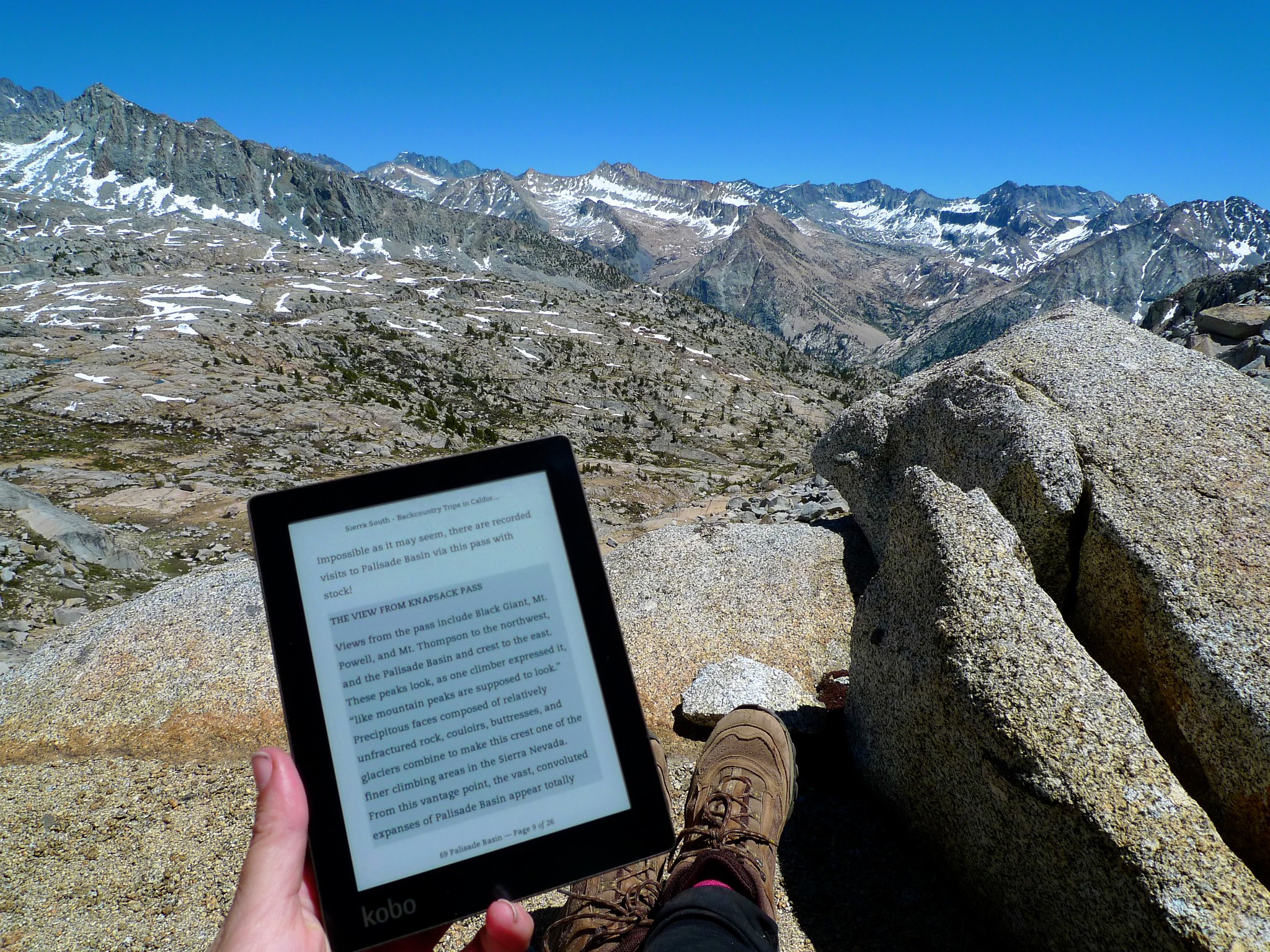 Reading about the view from Knapsack Pass while looking at the view from Knapsack Pass