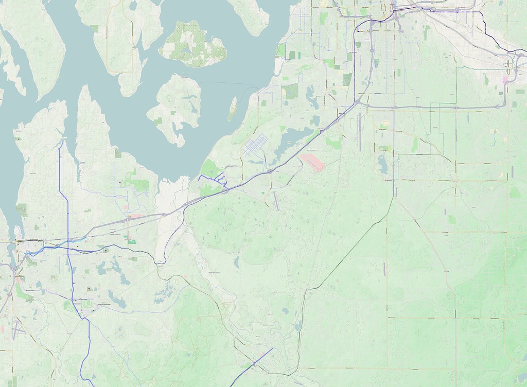Comparison to Other Routes: My STP route and Aberdeen return route are shown as thin lines.  The latter goes through Olympia, but takes a route that goes around Tacoma rather than through it.