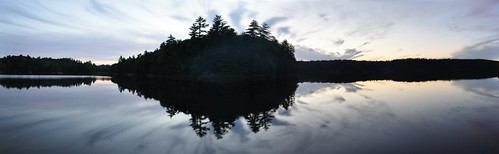 camping trees sunset sky autostitch panorama lake ontario canada reflection nature clouds forest landscape panoramic spiderlake massasaugaprovincialpark