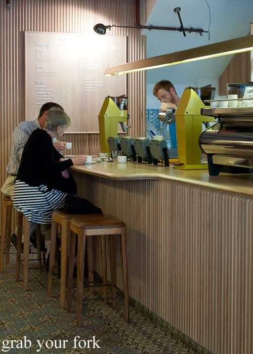 Coffee bar counter at Dukes Coffee Roasters on Flinders Lane, Melbourne