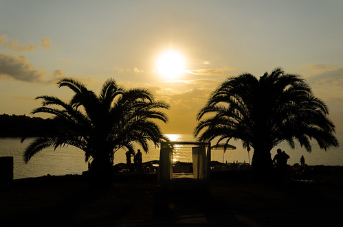 sunset sea summer island croatia palm supetar
