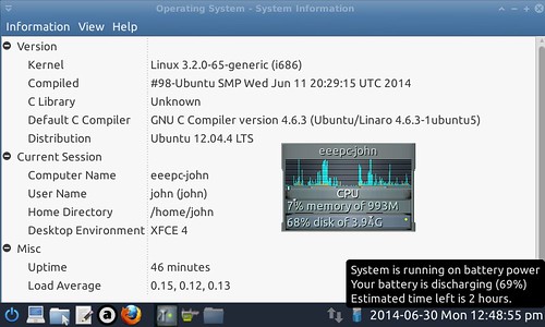 Installed xubuntu / Xfce desktop on EEEPC 701