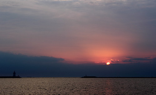 lighthouse lake water sunrise michigan harborbeach
