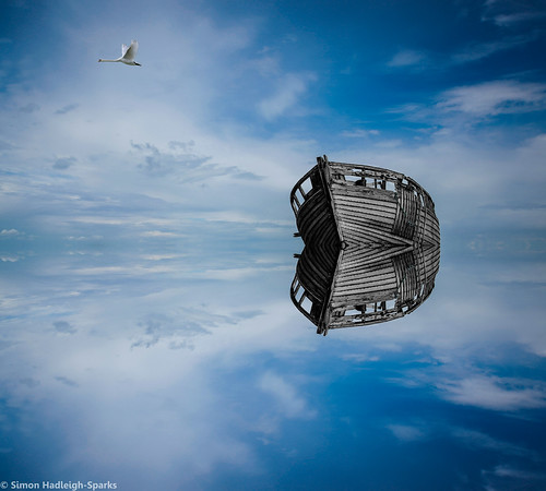 blue sea sky cloud abstract reflection water composition boat distorted outdoor horizon surreal symmetry explore swans dungeness conceptual minimalist simonandhiscamera