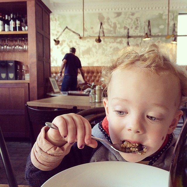 hipster baby enjoys his organic quinoa, flaxseed, and steel cut oat porridge #whateven