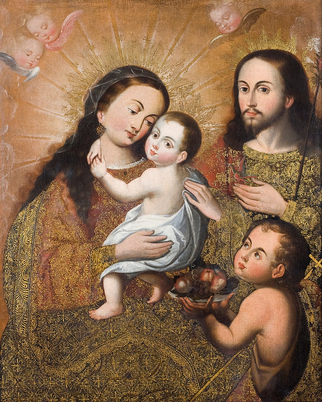 Anonymous Cusco School - Holy Family with Saint John and a Goldfinch (c.1740)