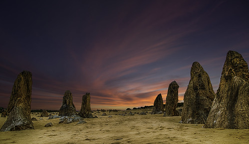 sunset clouds desert pinnacles