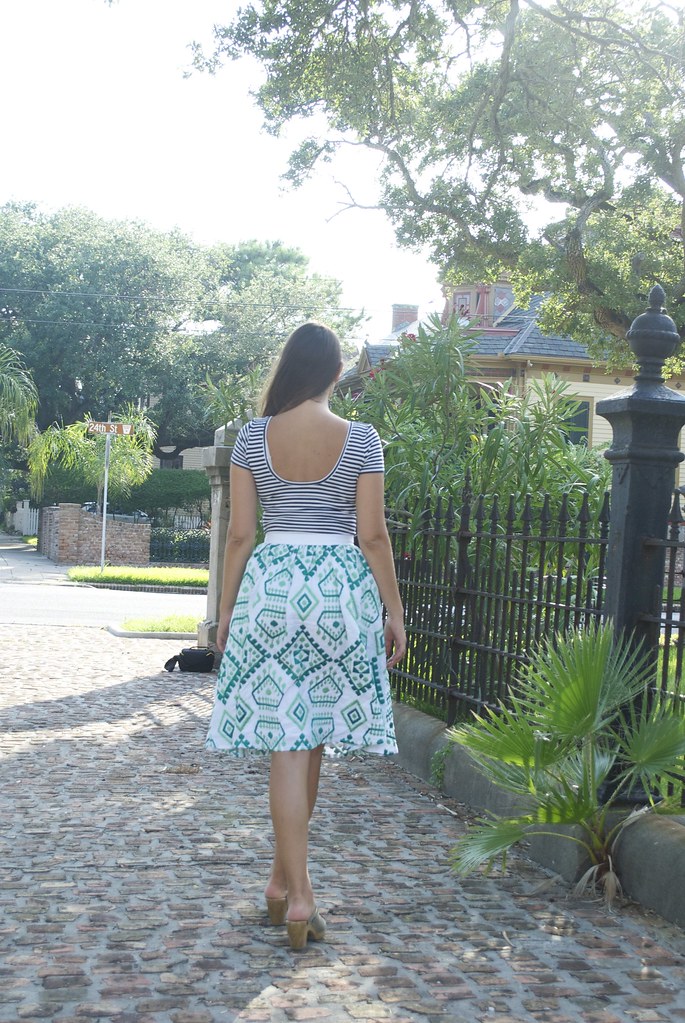 Mood Fabrics Geometric Embroidered Linen Skirt