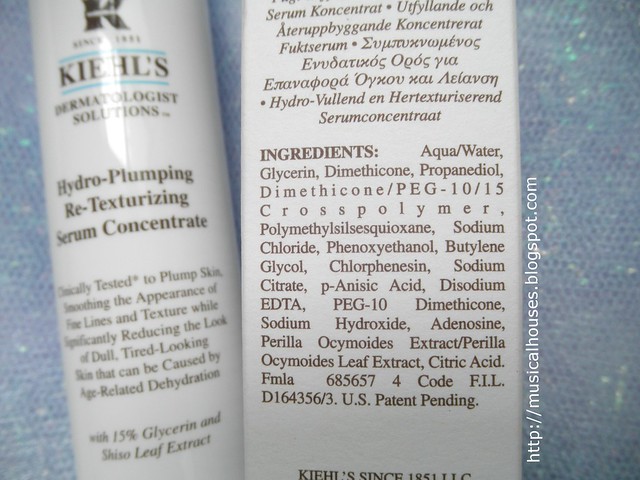 Kiehl's Hydro-Plumping Re-Texturizing Serum Concentrate Ingredients