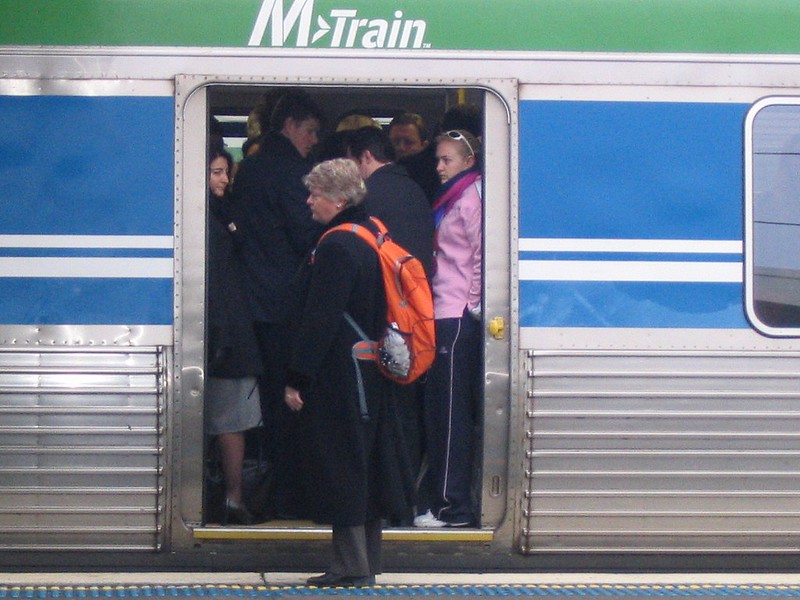 Crowded train, Richmond, July 2004