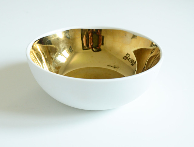 Easy DIY - Gold sharpie polka dot white bowl
