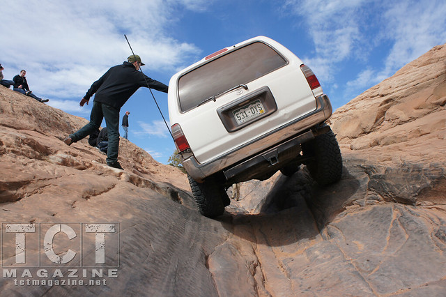 4Runners in Moab | Chris experiences an off-camber moment in his 2000 4Runner at Poison Spider Mesa.