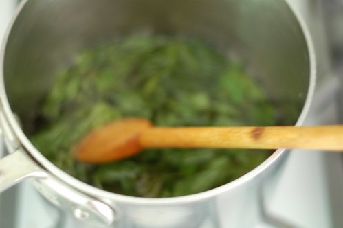 Simmering the Lemon Balm Simple Syrup by Eve Fox, the Garden of Eating blog, copyright 2014