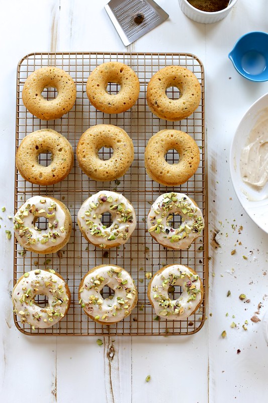 Baked Brown Butter and Pistachio Doughnuts