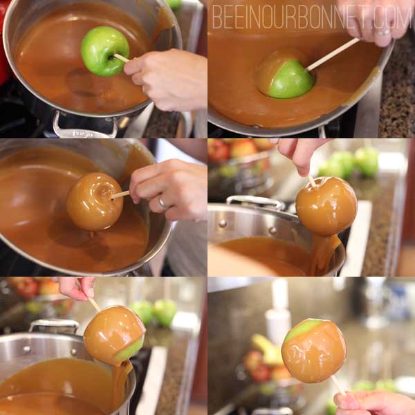 dipping caramel apples
