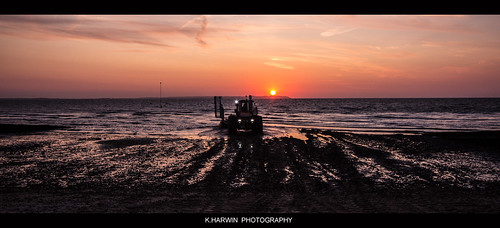 uk sunset red sea england sun tractor beach water canon eos kent sand south low sigma east lifeboat 1020mm whitstable 60d