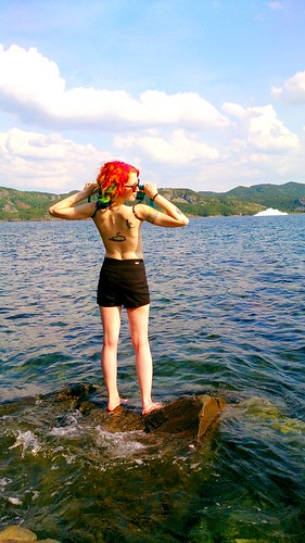 ocean summer sun girl tattoo newfoundland legs skin topless iceberg flashing inked rainbowhair melissamethamphetamine