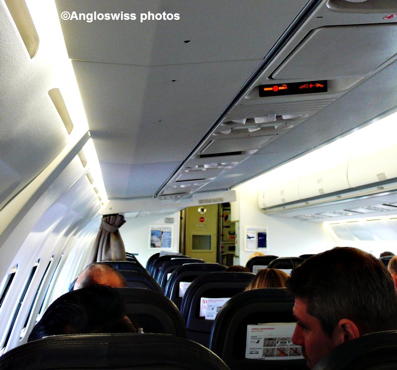 Inside plane to London