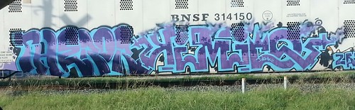 blue graffiti purple trains