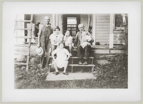 Family on front steps