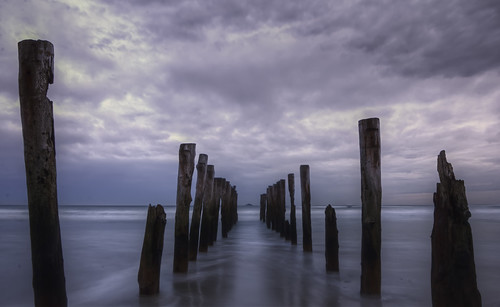 ocean longexposure sunset newzealand storm beach clouds pier day waves dusk jetty hdr graduatedfilter airdarkness