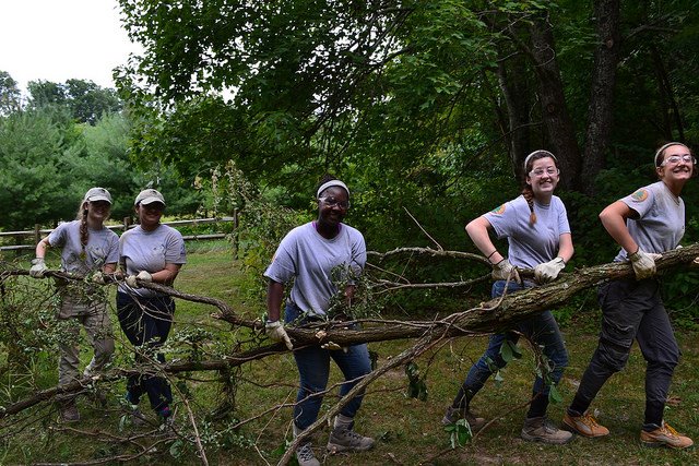 Youth Conservation Corps clear tree debris