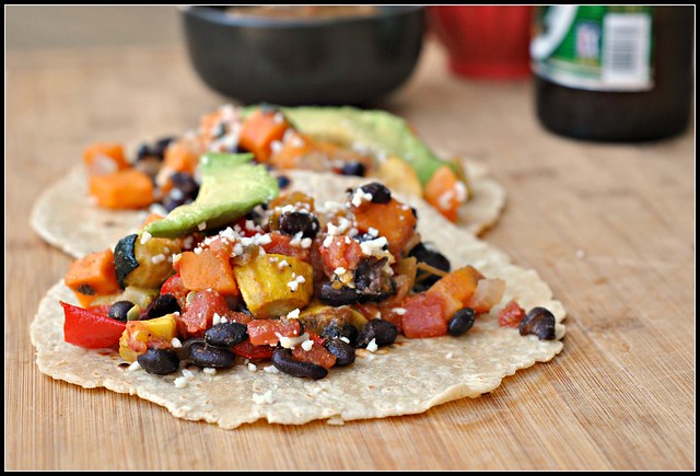 Roasted Vegetable and Black Bean Tacos 4