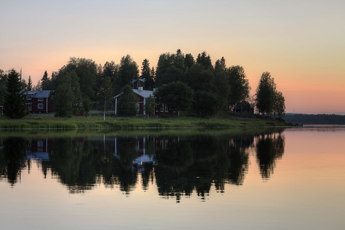 sunset reflection river island mirror sweden kalix vassholmen