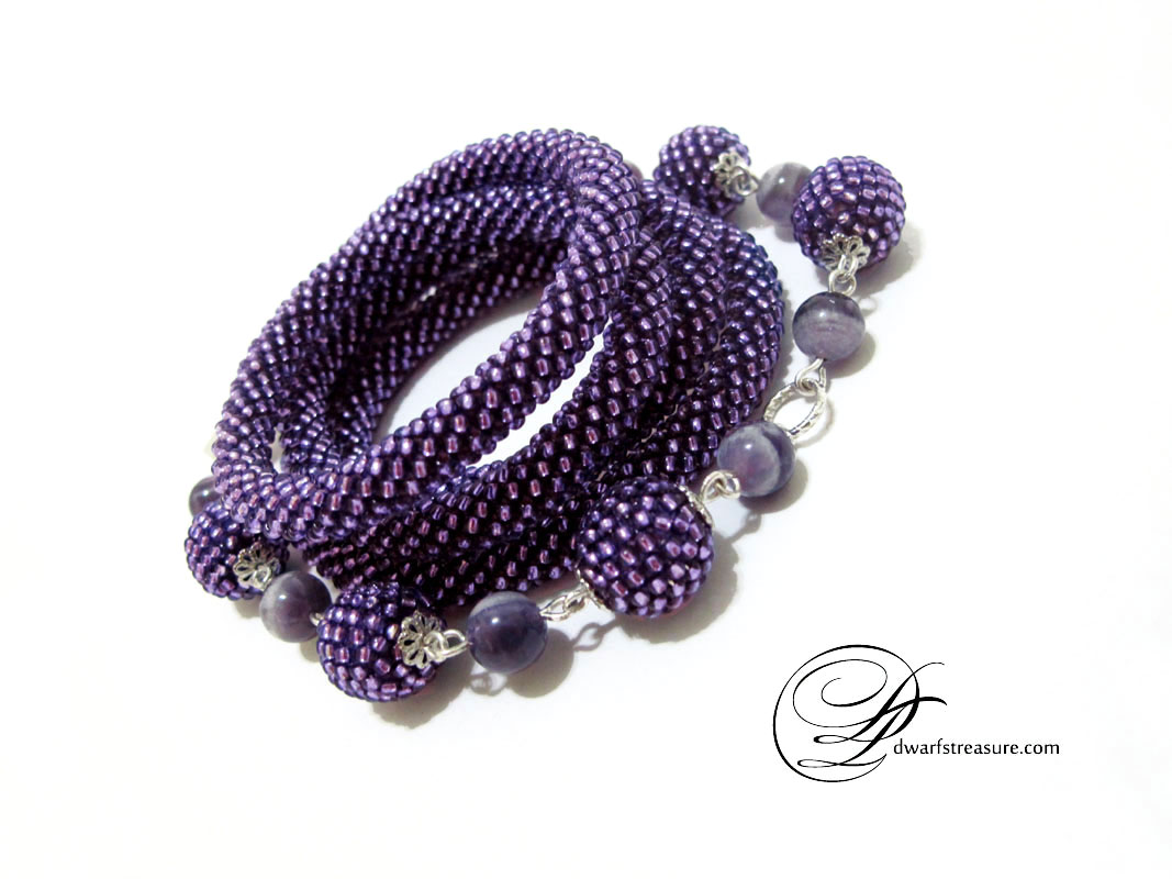 sophisticated purple beaded crochet rope