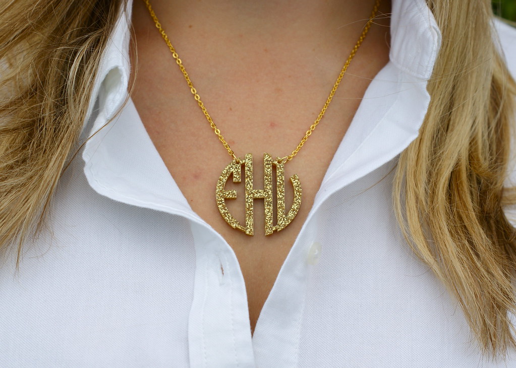 glitter monogram necklace