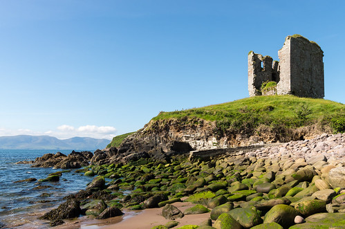blue ireland sky mountains castle beach bay coast ruins dingle kerry peninsula iveragh minard