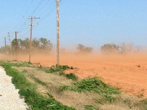 High winds in Kiowa Kansas have dust blowing from fields which were never seeded/ planted.
