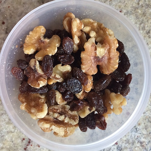 Day 7, #Whole30 - snack (raisins & walnuts)