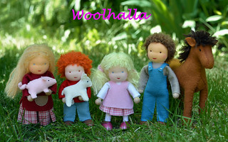 Farm Family - dollhouse dolls and animals