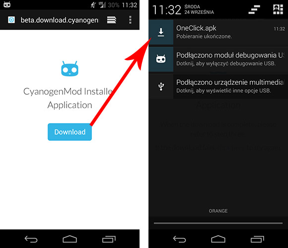 Pobieranie aplikacji CM Installer na Androida