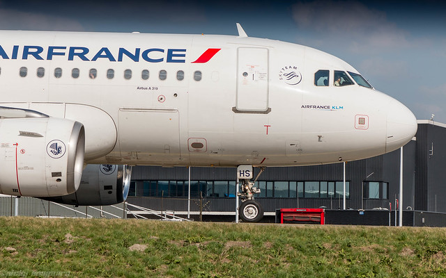 Air France A319 just arrived at Schiphol Airport