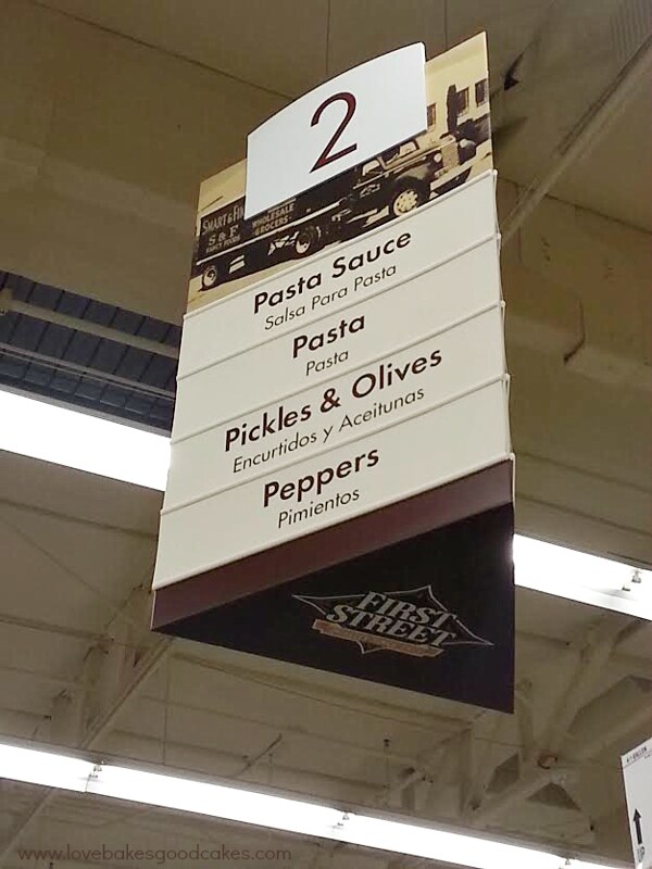 Grocery store isle sign.