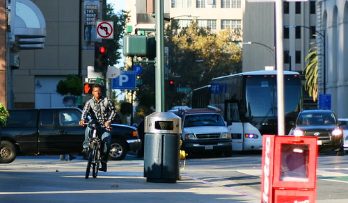 Sidewalk cyclist
