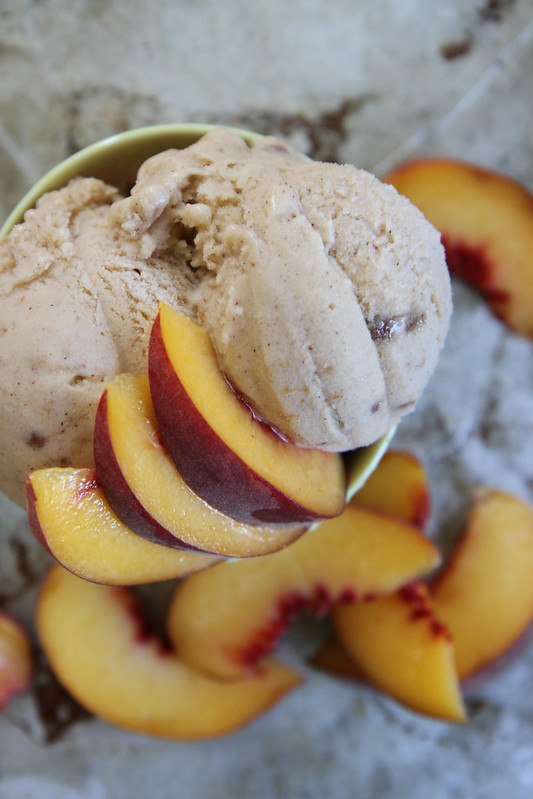 Peach and Cinnamon Caramel Ice Cream- Vegan