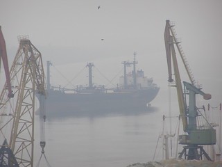 Cargo Ship in Fog