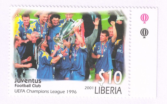 juventus stamp 6 2001 - liberia