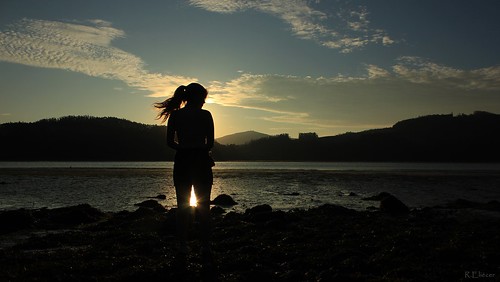 sunset sea sun girl landscape asturias silhouete eo castropol riadeleo vilavedelle