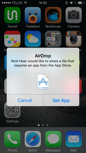 Receiving a file that requires an app with AirDrop