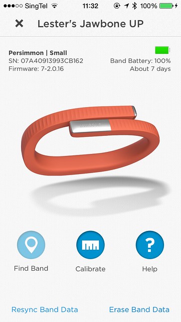 Jawbone UP iOS App - Band Information