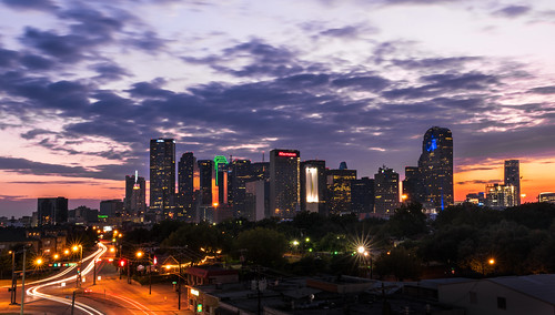 longexposure sunset usa horizontal skyline clouds dallas downtown cityscape texas unitedstates chasetower