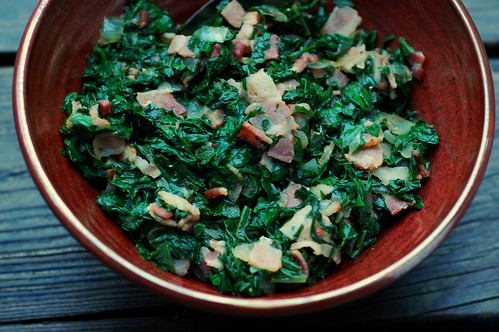 Kale with bacon and vinegar by Eve Fox, the Garden of Eating blog, copyright 2014