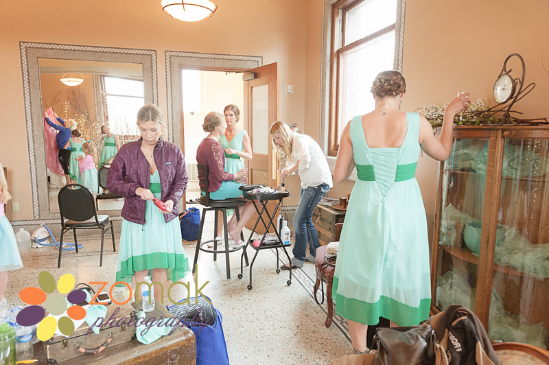Preparing hair and makeup at Front Street Station in Butte, MT